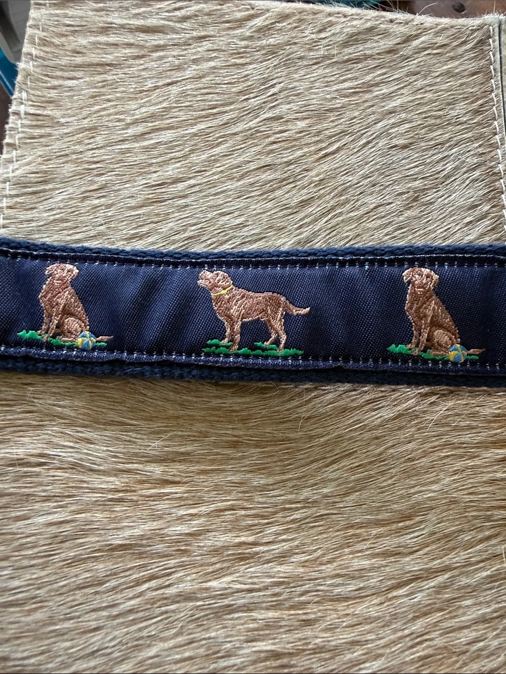 Alynn Preppy Brown Lab Dog Adjustable Belt 29-42”